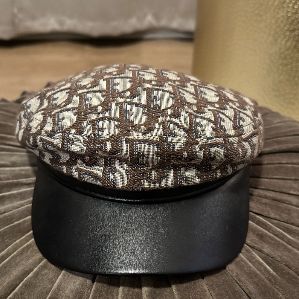 Brown & Blue Christian Dior Baker Boy hat FOR SALE!